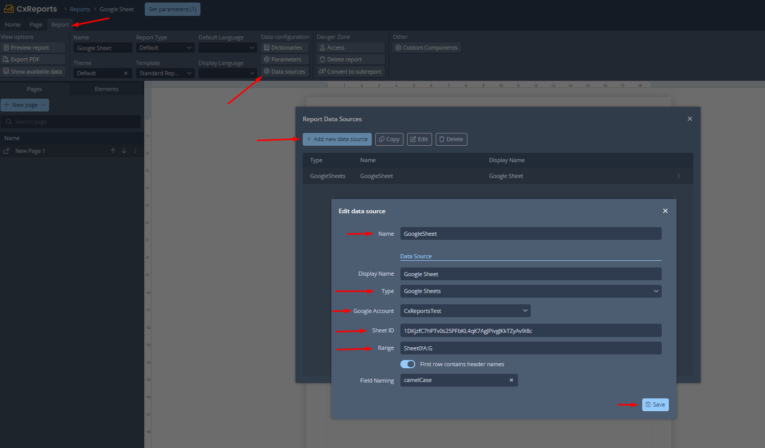 Create a Google Sheet Data Source in CxReports